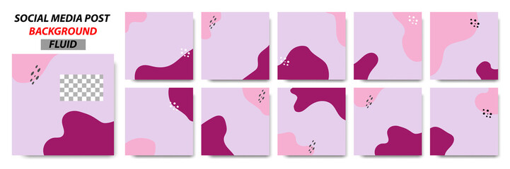 Wall Mural - Set collection of square banner layout template background in white, red and memphis dot pattern