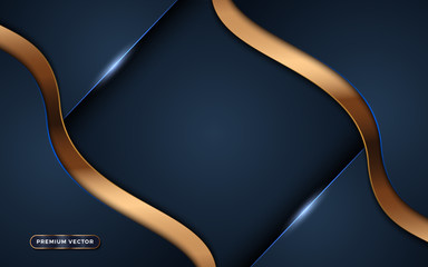 luxurious dark navy blue background with golden lines. elegant modern background.