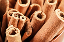 Closeup Detail - Heap Of Cinnamon Bark Sticks