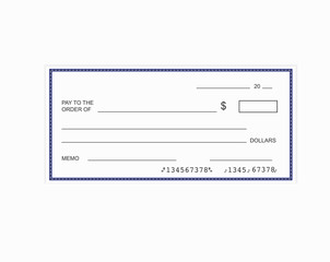 Blank template of the bank check.