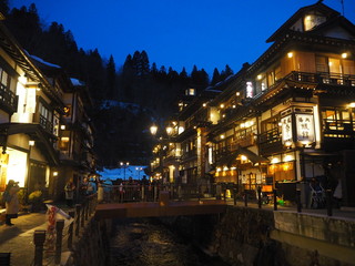 Canvas Print - the night view of ginzan onsen in yamagata, JAPAN