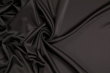 Fabric satin silk drapery. Black textile