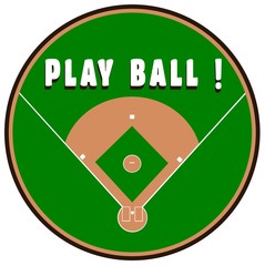 Wall Mural - Baseball diamond with play ball message