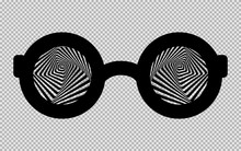 Black Hypnotic Glasses Isolated On A Transparent Background. Vector Illustration.