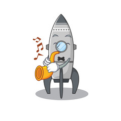 Poster - mascot design concept of rocket playing a trumpet