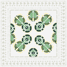 Square Scarf Ethnic Ornate Print Silk.  Shawl Ikat  Embroidery Autentic Fabric Ornament Carpet Bacground