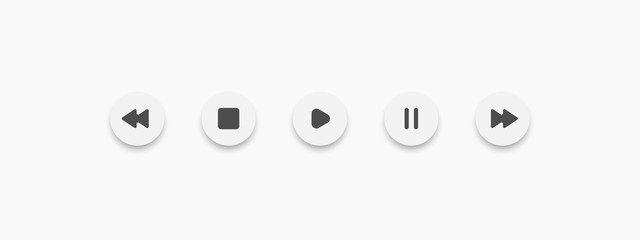 Media player icon set in trendy flat style, vector illustration
