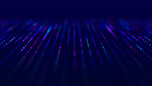 Wave Of Musical Sounds. Abstract Background With Interweaving Of Dots And Lines. 3D Rendering.
