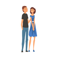 Poster - Young Happy Couple in Love Standing Together Vector Illustration