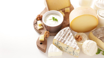 Wall Mural - assorted of dairy product- cheese, yogurt, milk and butter