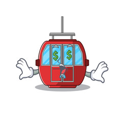 Sticker - Happy rich ropeway cartoon character with Money eye