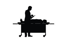 The Man Works In Morgue Silhouette Vector