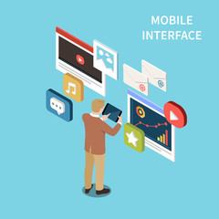 Wall Mural - mobile interface isometric background