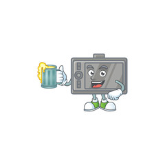 Poster - Smiley wacom mascot design holding a glass of beer