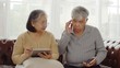© pixs4u - Joyful Senior couple using technology device at home