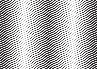 Wall Mural - Abstract halftone zigzag line background. Monochrome pattern with varying line thickness.  Vector modern pop art texture for poster, sites, business cards, cover, postcard, design, labels, stickers.