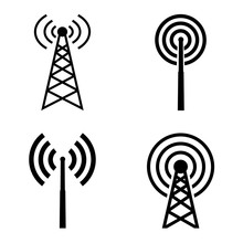 Broadcast, Transmitter Antenna Icon, Logo Isolated On White Background
