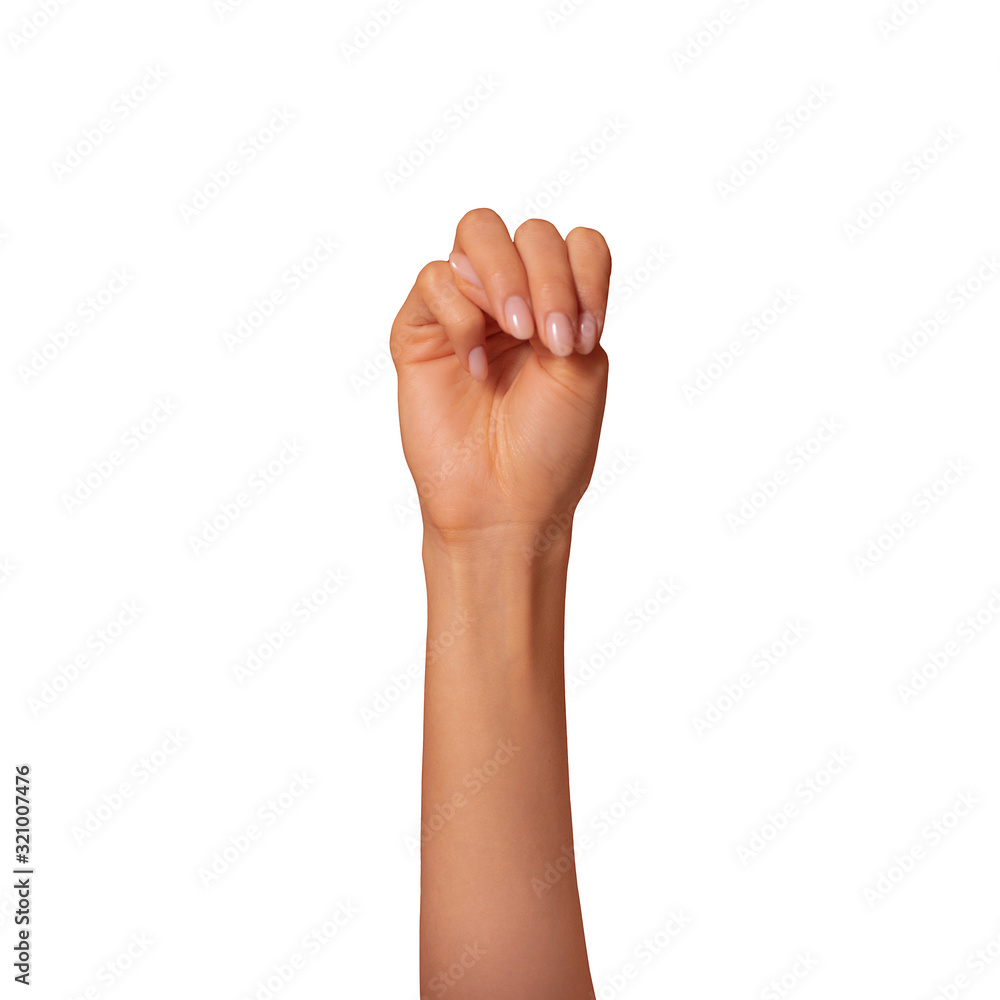 Manual Language Alphabet Deaf Gesture Sign M letter with Female Hand ...