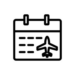 Wall Mural - Schedule plane icon vector. Thin line sign. Isolated contour symbol illustration