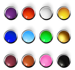 Wall Mural - Realistic shiny button with metallic elements, vector.