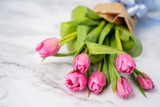 Fototapeta Tulipany - Spring flower pink tulips