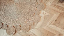 Jute Braided Home Spiral Rug Background Texture Pattern