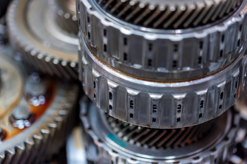 Wall Mural - Close-up helical gears in car automatic transmission