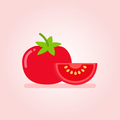 Wall Mural - Tomato full and slice icon vector illustration