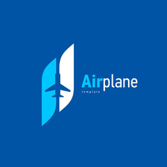 airplane logo blue flight up stripes