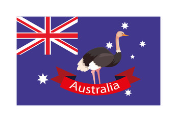 Poster - national flag of australia with native animal