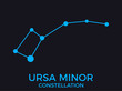 Ursa minor constellation. Stars in the night sky. Cluster of stars and galaxies. Constellation of blue on a black background. Vector illustration