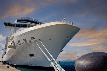 Sticker - A cruise ship tied up at a dock