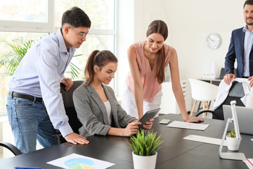 Sticker - Group of business people during meeting in office