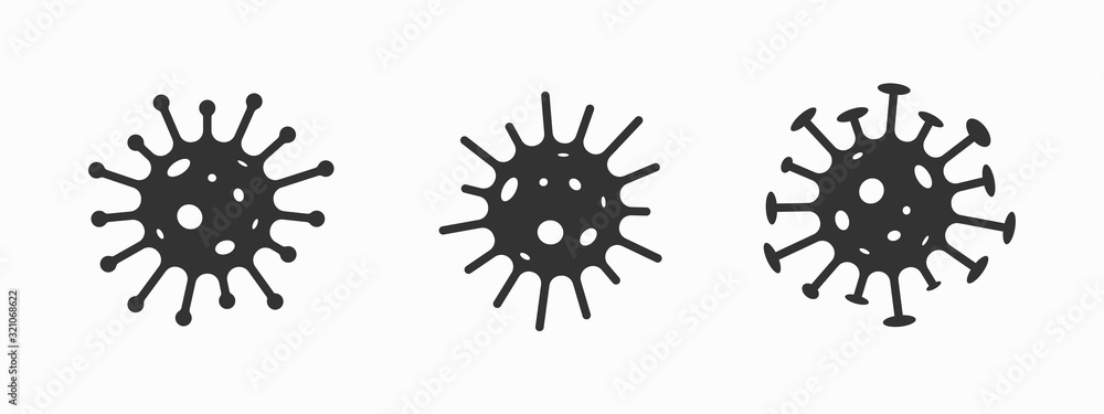 Flat microbes and germs icons with different viruses and bacteria - obrazy, fototapety, plakaty 