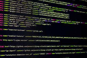 Wall Mural - developer software source code screen. programming code. writing script. programmer editing code bac