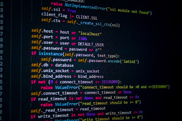 Wall Mural - developer software source code screen. programming code. writing script. programmer editing code bac