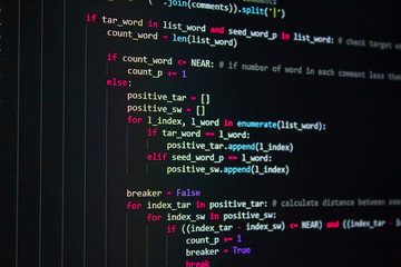 Wall Mural - developer software source code screen. programming code. writing script. programmer editing code bac