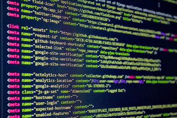 Wall Mural - developer software source code screen. programming code. writing script. programmer editing code bac