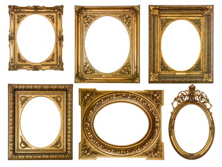 Wall Mural - Collection of wooden frames isolated on white