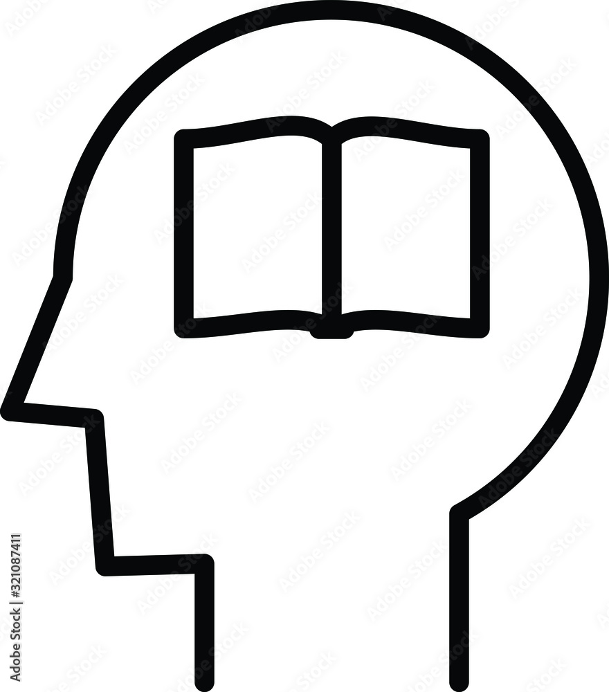 Tabula rasa icon, blank book in head icon, vector illustration