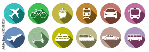 Cuadros en Lienzo Set of standard transportation symbols colorful