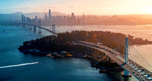 Aerial View Of The Bay Bridge In San Francisco, CA