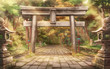 Torii forest - Afternoon , Anime background , Illustration.	