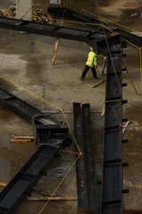 Steel rafter assembly in building construction project