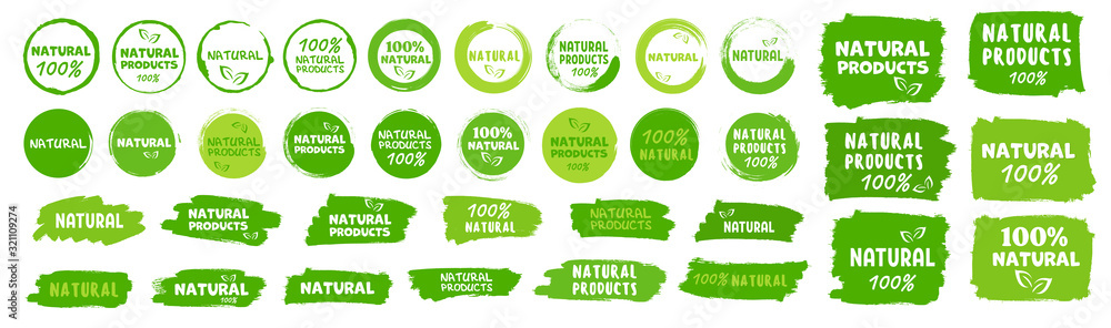 Natural, organic product, eco label. Vector - obrazy, fototapety, plakaty 