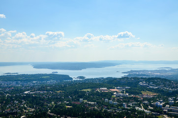 Wall Mural - Panorama view of Oslo from Holmenkollen.