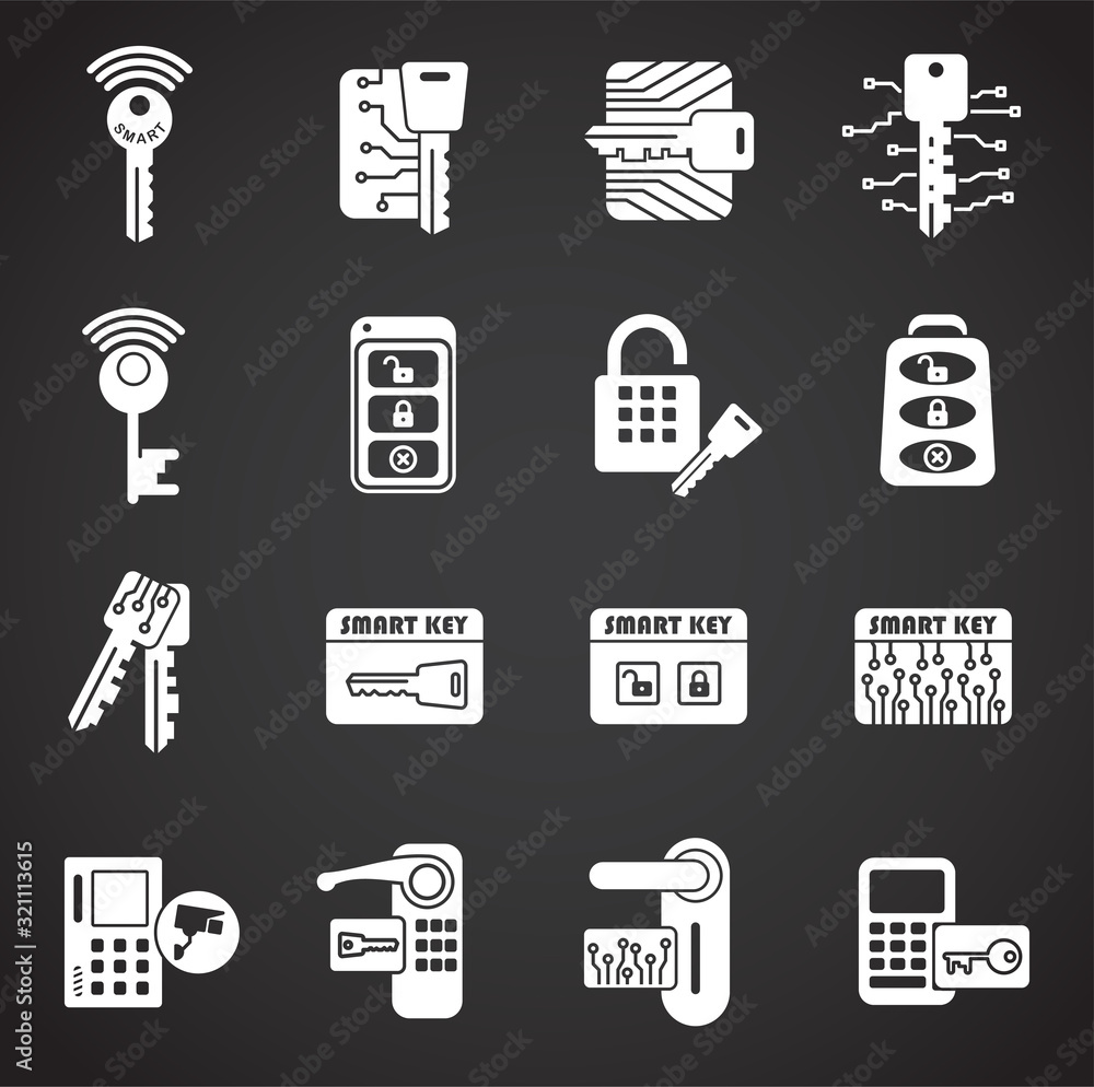 Smart key related icons set on background for graphic and web design ...
