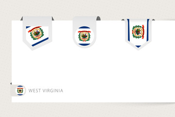 Wall Mural - Label flag collection of US state West Virginia in different shape. Ribbon flag template of West Virginia