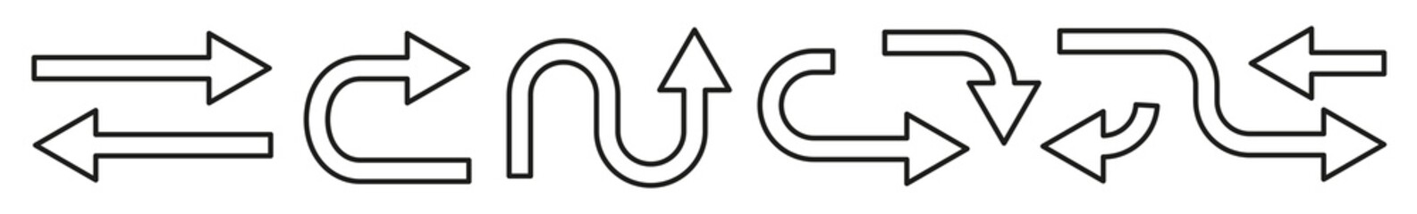 Wall Mural - arrow icon line black | arrows | infographic illustration | direction shape symbol | pointer logo | 