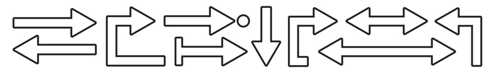 Wall Mural - arrow icon line black | arrows | infographic illustration | direction shape symbol | pointer logo | 
